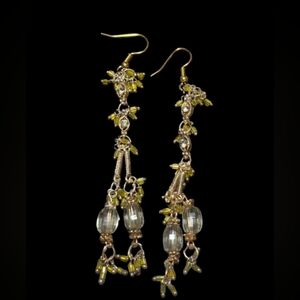 Reclaimed Handmade Gold Tone Clear Facited Earrings 20